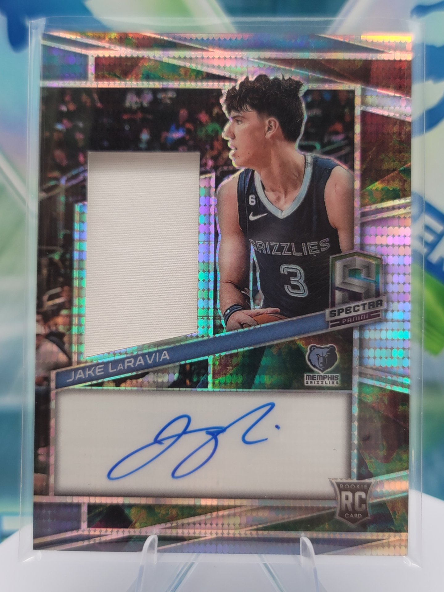 2023 Panini Spectra Jake LaRavia — 2023 Panini Spectra RPA Jake LaRavia #12 of 99 Rookie Autograph Patch/Memorabilia