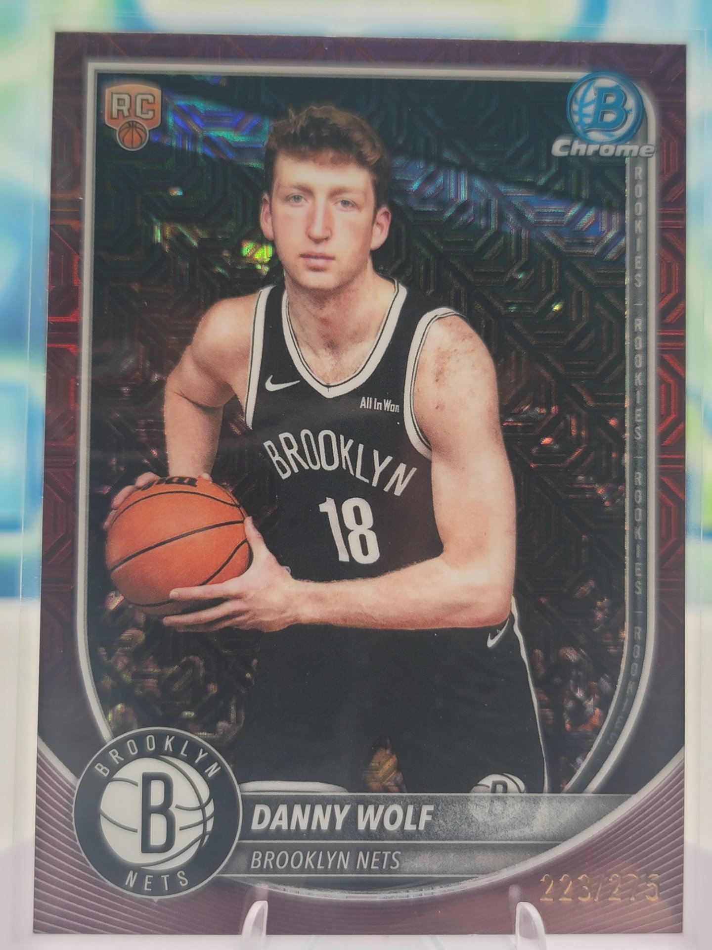 2025 Topps Bowman Danny Wolf — 2025 Topps Bowman Chrome Burgundy Mojo Danny Wolf Rookie #223 of 275