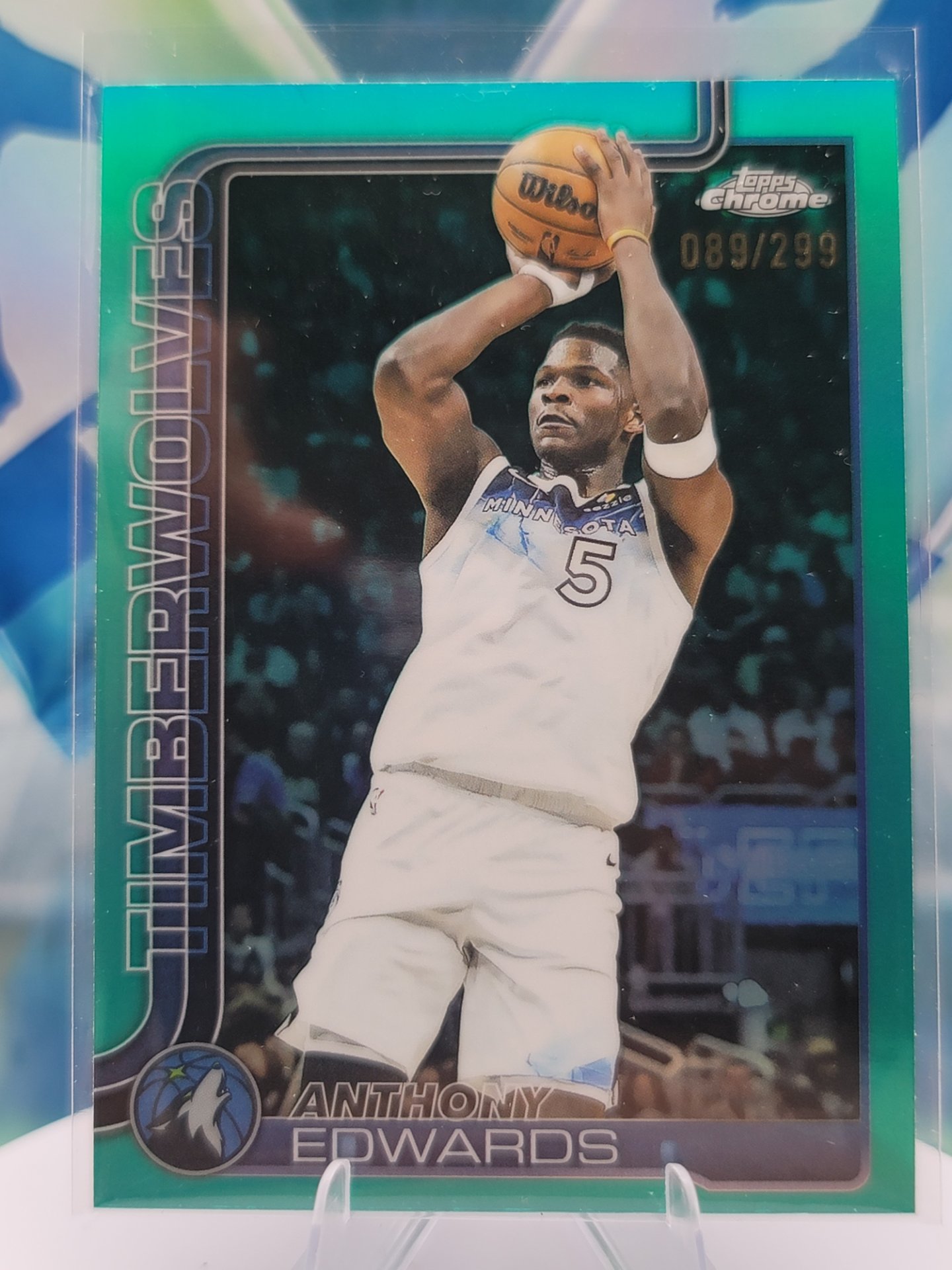 2025 Topps Topps Chrome Anthony Edwards — 2025 Topps Topps Chrome Teal Anthony Edwards #89 of 299