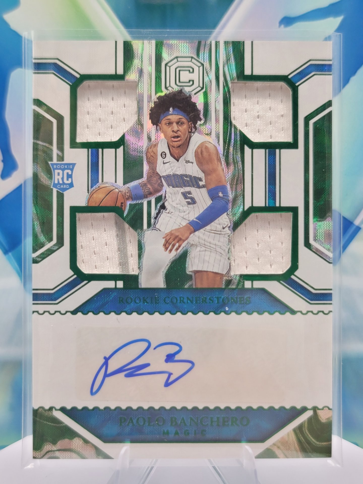 2023 Panini Chronicles Paolo Banchero — 2023 Panini Chronicles Rookie Cornerstones RPA Paolo Banchero Rookie Autograph Patch/Memorabilia