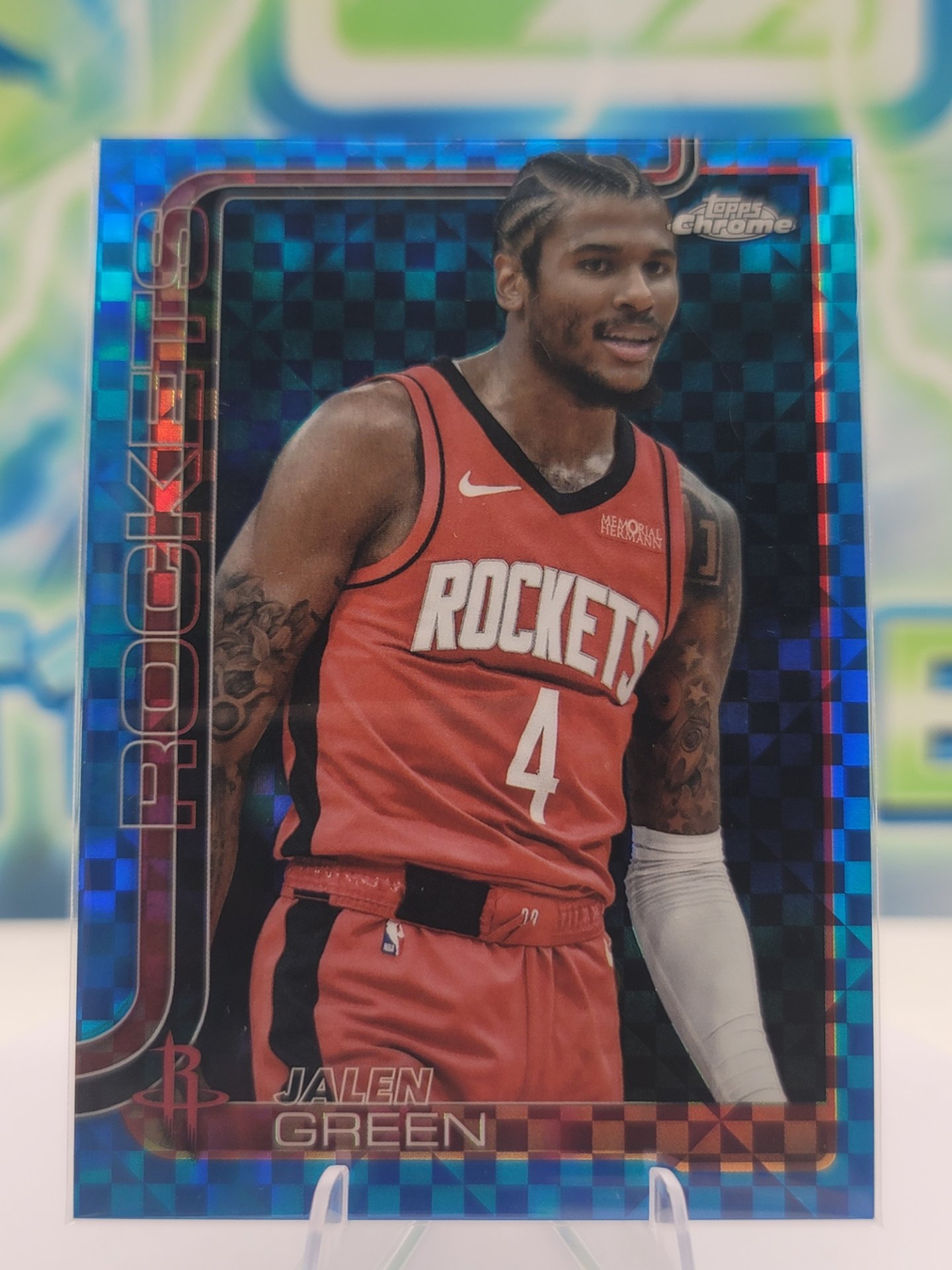 2025 Topps Topps Chrome Jalen Green — 2025 Topps Topps Chrome Blue X-Fractor Jalen Green