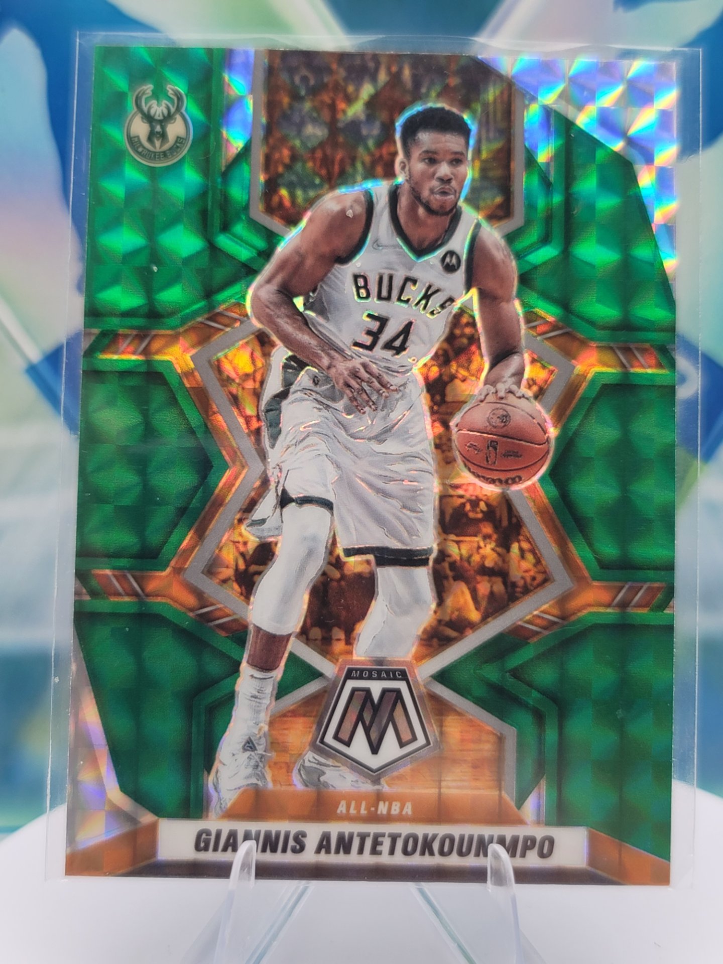 2022 Panini Mosaic Giannis Antetokounmpo — 2022 Panini Mosaic All-NBA X-Fractor Giannis Antetokounmpo