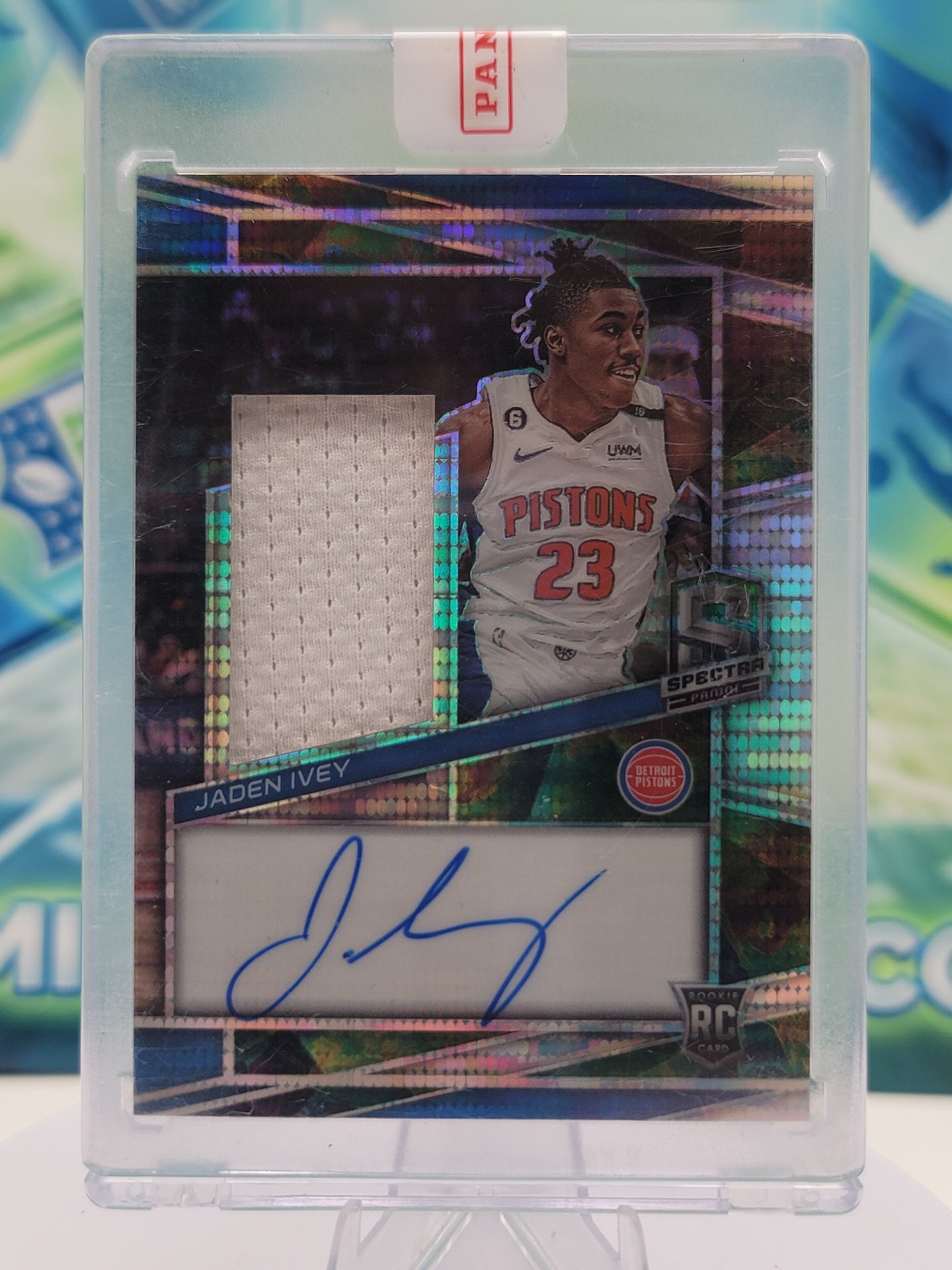 2023 Panini Spectra Jaden Ivey — 2023 Panini Spectra Pulsar Jaden Ivey #50 of 99 Rookie Autograph Patch/Memorabilia