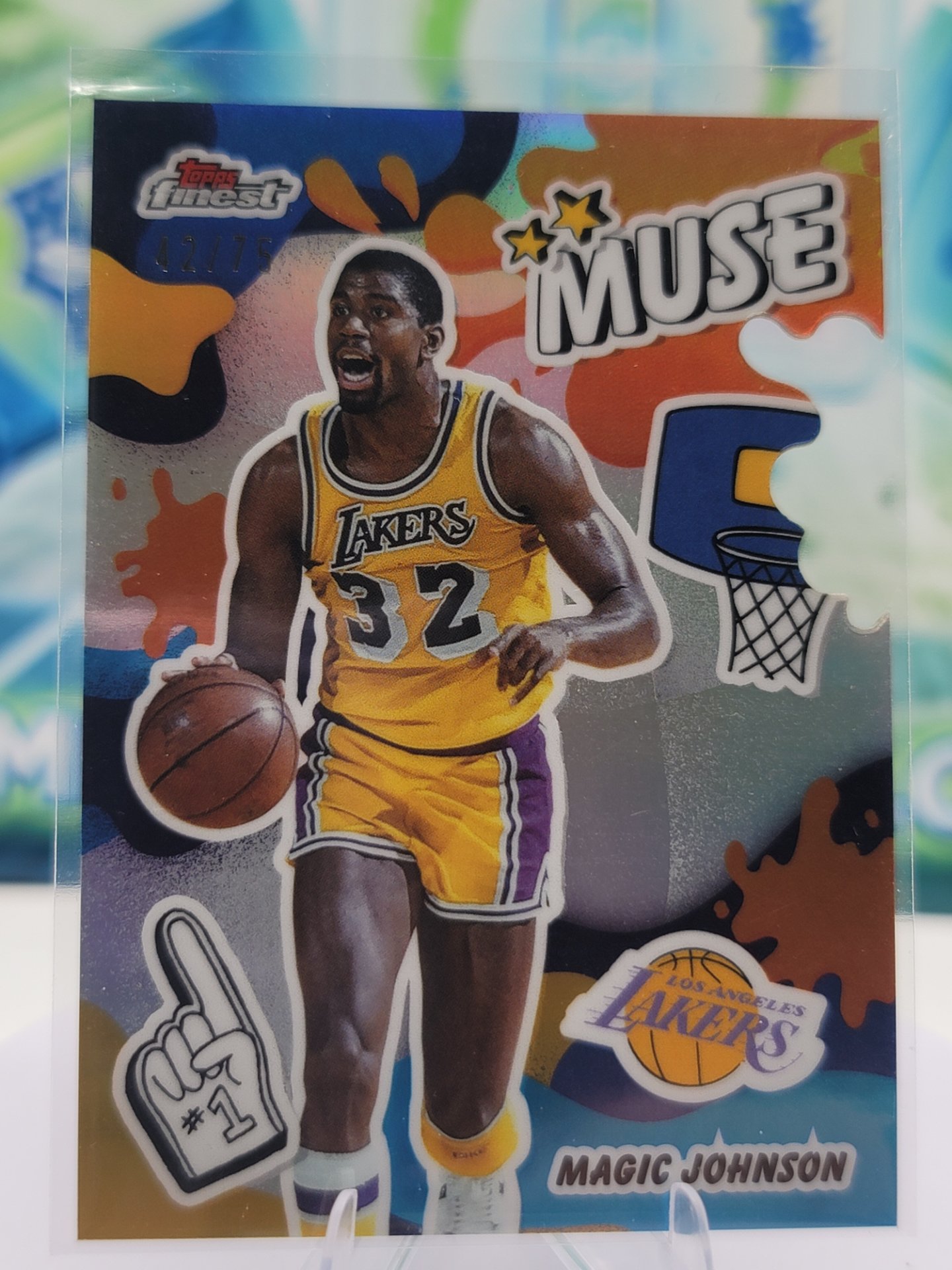 2026 Topps Topps Finest Magic Johnson — 2026 Topps Topps Finest Muse Die-cut Magic Johnson #42 of 75