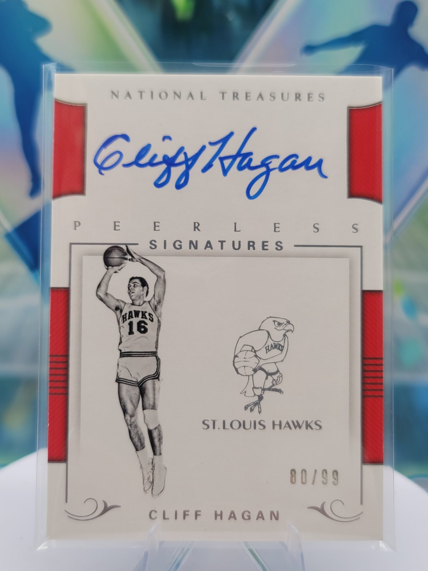 2018 Panini National Treasures Cliff Hagan — 2018 Panini National Treasures Peerless Auto Cliff Hagan #80 of 99 Autograph