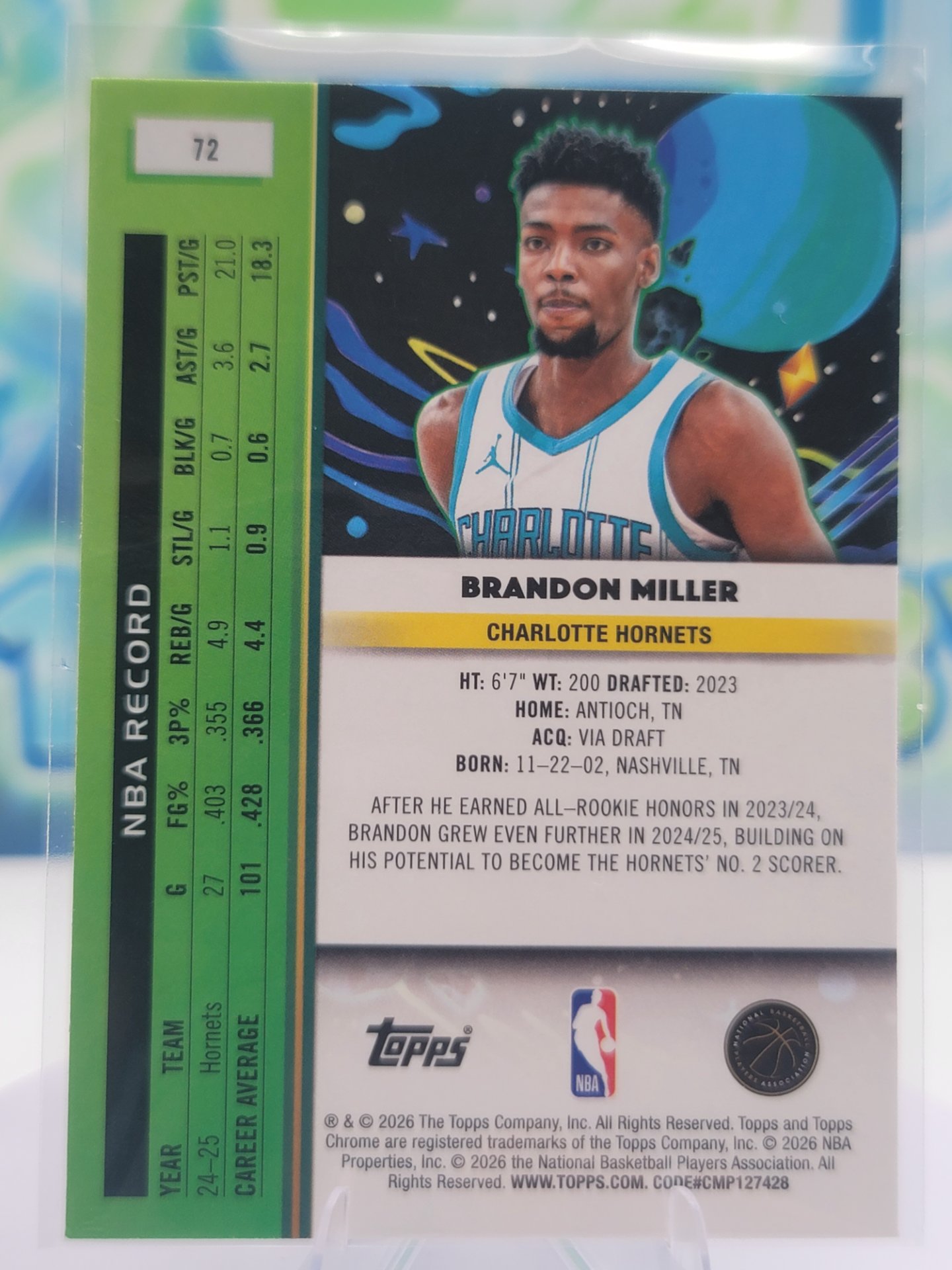 2026 Topps Cosmic Chrome Brandon Miller — 2026 Topps Cosmic Chrome Brandon Miller